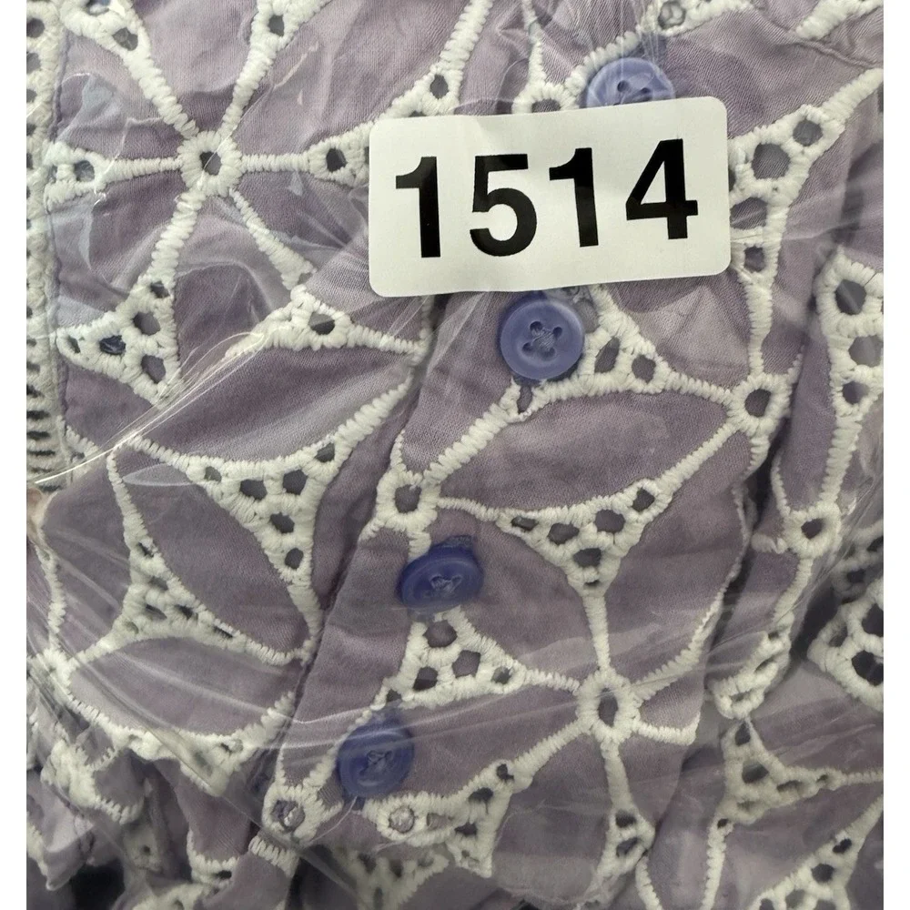 Janie and Jack Girls Dress Size 4 Lavender floral‎ Flutter Sleeves Eyelet purple